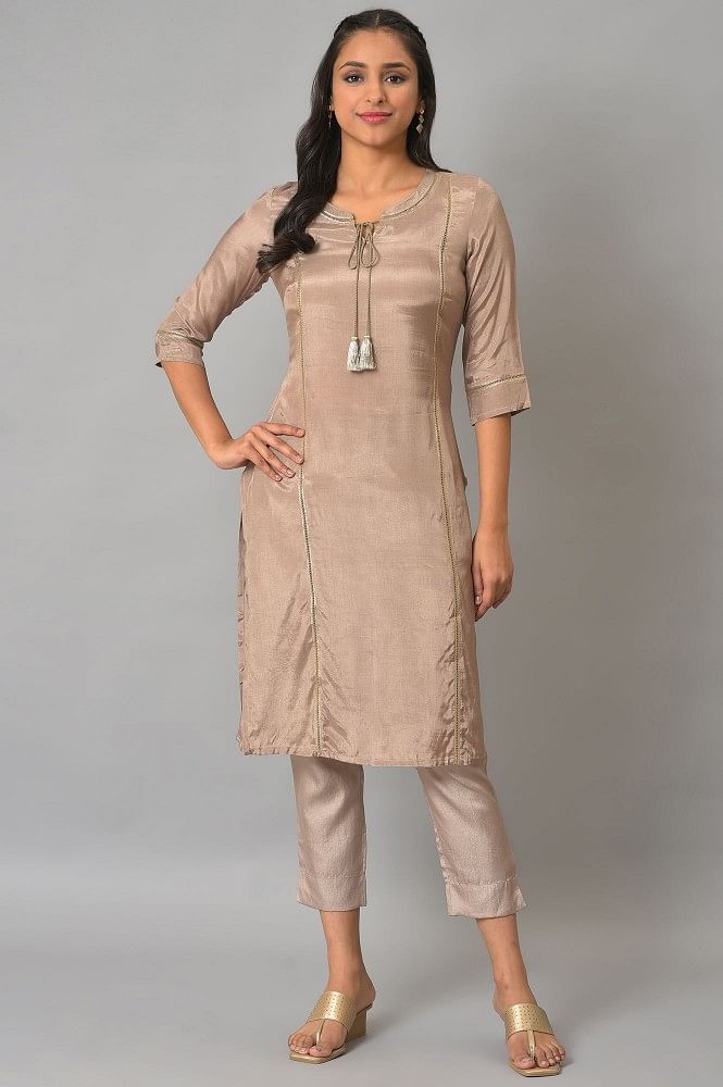 Ready To Ship | Brown Khadi Silk Kurti and Brown Khadi Silk Tunic Online  Shopping